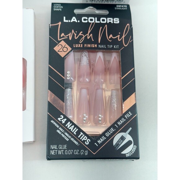 Professional False Nails - Press on Nails, Long, with Glue, color White and Red. - Picture 5 of 12